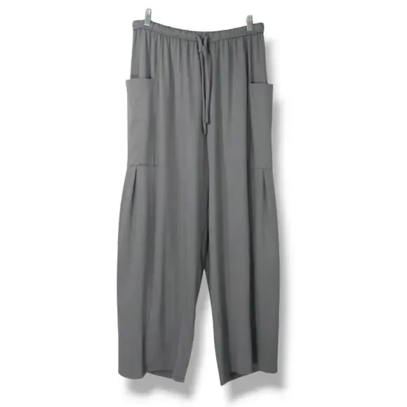 Halara Play It My Way Wide Leg Cargo Pocket Drawstring Athleisure Pants Gray L - Picture 2 of 7